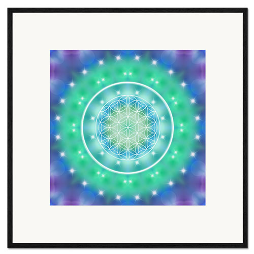 Inramat konsttryck Flower of Life - Relaxation