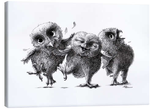 Canvas-taulu Three crazy owls