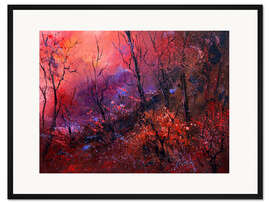 Gerahmter Kunstdruck Sonnenaufgang im Wald