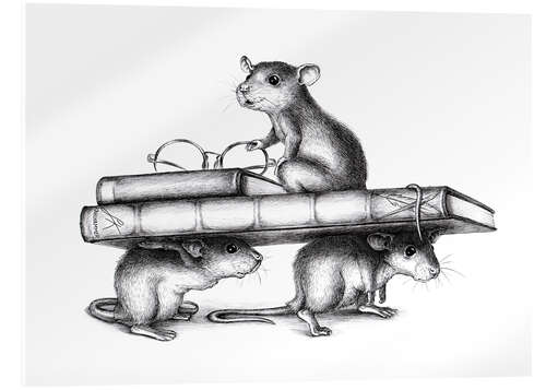 Stampa su vetro acrilico Three Rats (three avid readers)