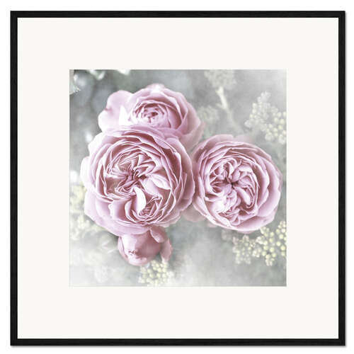 Impressão artística com moldura Rosas em estilo shabby