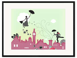 Impresión de arte enmarcada Mary Poppins en Londres