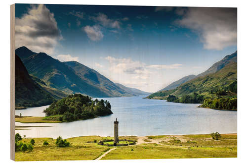 Holzbild Schottland - Glenfinnan Monument am Loch Shiel