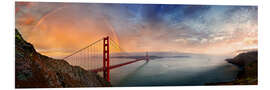 Tableau en PVC Pont du Golden Gate à San Francisco avec un arc-en-ciel 