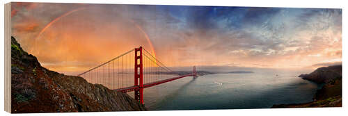 Cuadro de madera San Francisco Golden Gate with rainbow