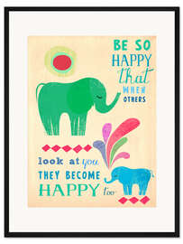 Gerahmter Kunstdruck Happy elephants