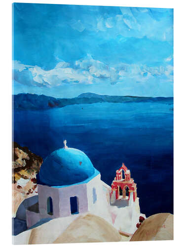 Tableau en verre acrylique Santorin - Vue depuis Oia