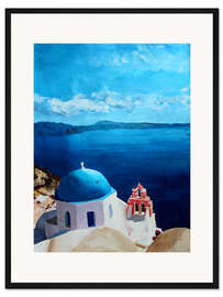Gerahmter Kunstdruck Santorin - Blick von Oia