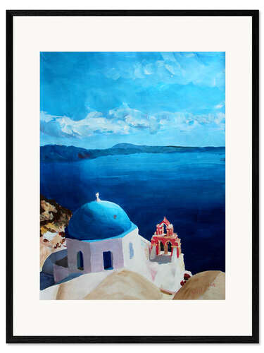 Plakat artystyczny premium w ramie Santorini - View from Oia