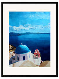 Plakat artystyczny premium w ramie Santorini - View from Oia