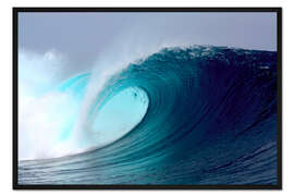 Gerahmter Kunstdruck Tropical blauen Welle surfen