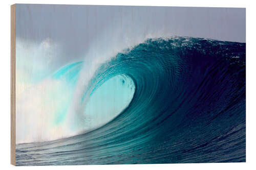 Hout print Tropical blue surfing wave