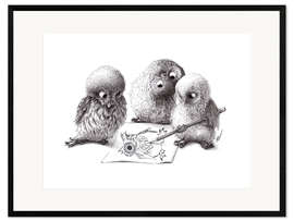 Kunsttryk i ramme Four Owls