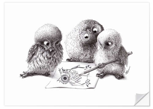 Självhäftande poster Four owls