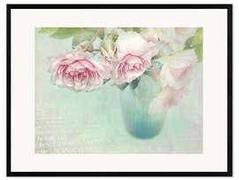 Ingelijste kunstdruk pink roses