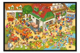 Gerahmter Kunstdruck Ferien auf dem Bauernhof