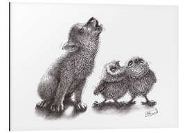 Magnettafel heulender Wolf trifft heulende Eulen