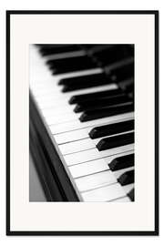 Gerahmter Kunstdruck Piano - Klavier Tasten Schwarz Weiß Foto