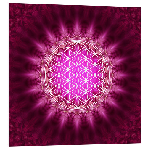 Foam board print Flower of life - symbol harmony and balance - red