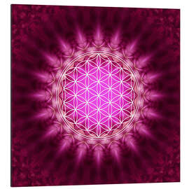 Magnettafel Blume des Lebens - Symbol für Harmonie und Balance, rot