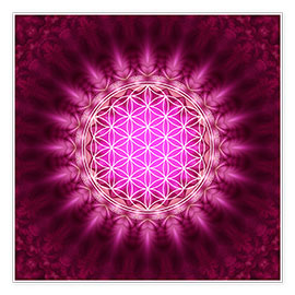 Poster  Flower of life - symbol harmony and balance - red - Lava Lova