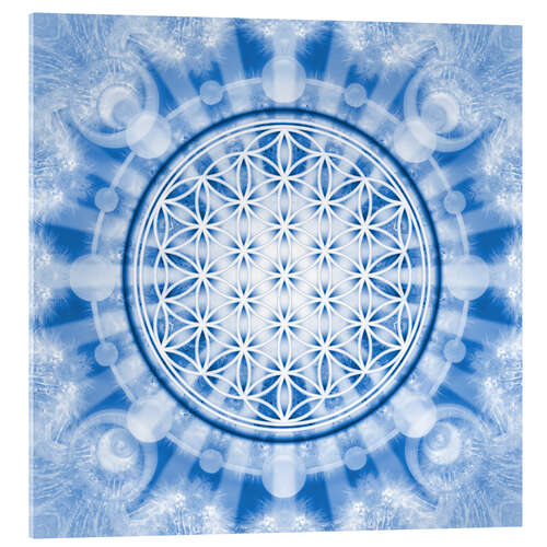 Acrylic print flower of life blue - symbol harmony and balance - blue