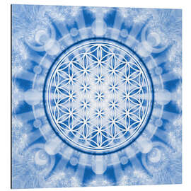 Aluminium print flower of life blue - symbol harmony and balance - blue