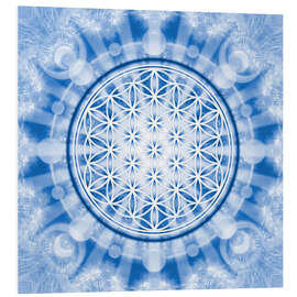 Foam board print flower of life blue - symbol harmony and balance - blue