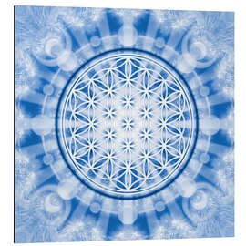 Magnettafel Blume des Lebens - Symbol für Harmonie und Balance, blau