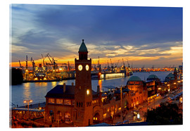 Acrylic print Gangplank Hamburg - sunset - bildpics