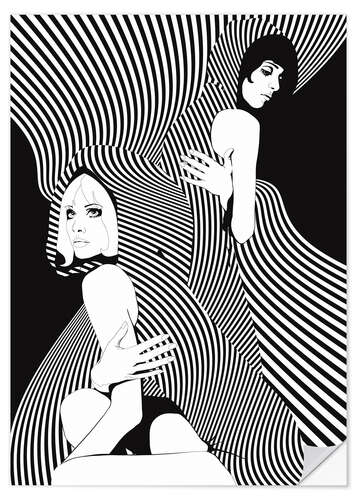 Självhäftande poster Op Art Chicks