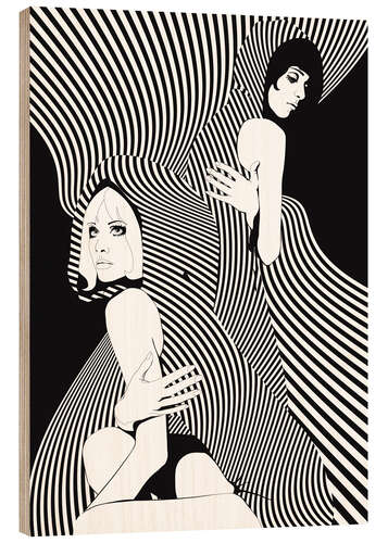 Wood print Op Art Chicks