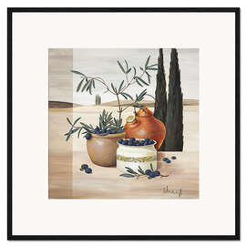 Impression artistique encadrée Récolte des olives