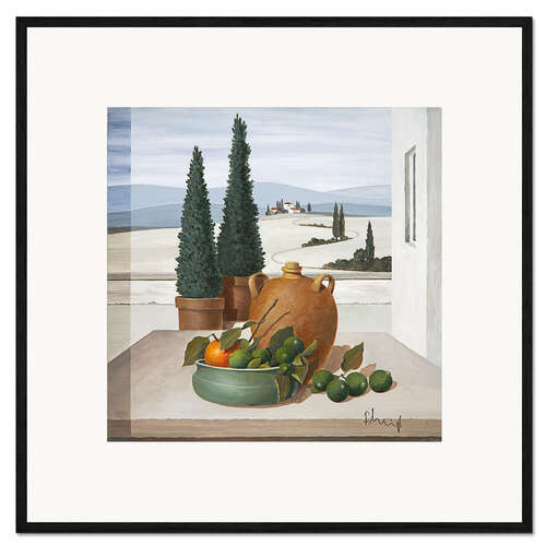 Impression artistique encadrée Nature morte aux citrons verts