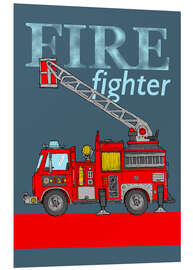 Foam board print fire fighter fire truck