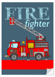 Adesivo murale fire fighter fire truck