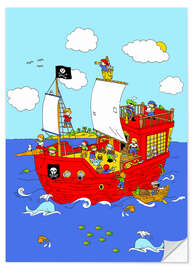 Selvklebende plakat pirate ship scene