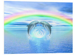 Quadro em PVC Dolphins Rainbow Healing