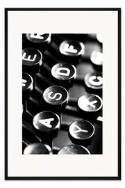 Gerahmter Kunstdruck Schreibmaschinentasten Schwarz Weiß
