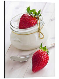 Aluminium print Fresh strawberries with curd