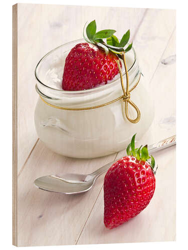 Cuadro de madera Fresas con yogurt