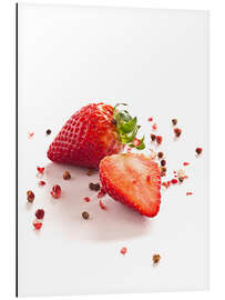 Aluminium print Strawberries with red peppercorns