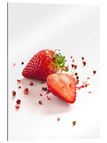 Gallery print Strawberries with red peppercorns