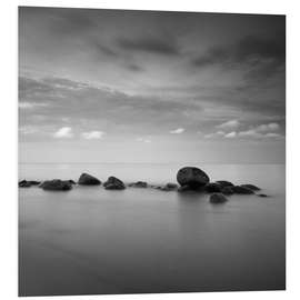 Foam board print Stones on the sea beach - black and white