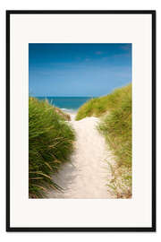 Gerahmter Kunstdruck Strandaufgang durch die Dünen