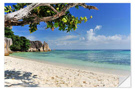 Selvklebende plakat Wonderful Beach of the Seychelles