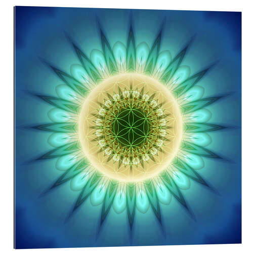 Gallery print mandala blue light with Flower of Life