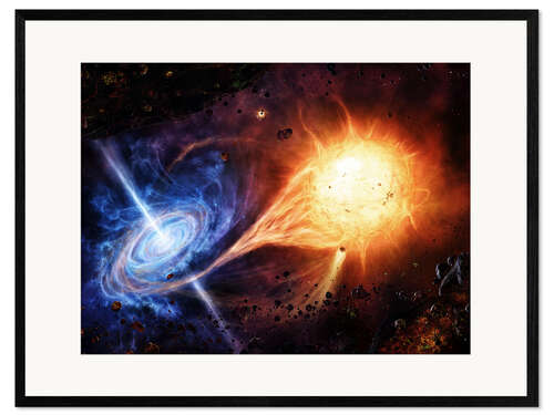 Kehystetty taidepainatus A binary system orbiting near a black hole