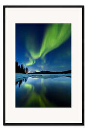 Gerahmter Kunstdruck Nordlichter über Sandvannet See