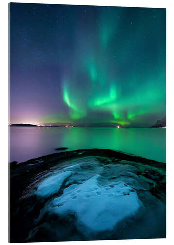 Acrylic print Aurora Borealis over Vagsfjorden